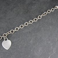 Italian Sterling Heart Charm Bracelet 7.5 Inches Vintage Silver 8mm