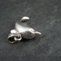 Vintage 3D Dolphin Pendant Sterling Silver