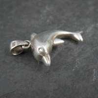 Vintage 3D Dolphin Pendant Sterling Silver