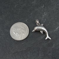 Vintage 3D Dolphin Pendant Sterling Silver