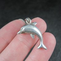 Vintage 3D Dolphin Pendant Sterling Silver