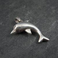 Vintage 3D Dolphin Pendant Sterling Silver