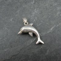 Vintage 3D Dolphin Pendant Sterling Silver