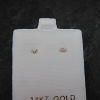 Tiny Vintage 2mm Cz Stud Earrings 14K Gold Filled New Old Stock