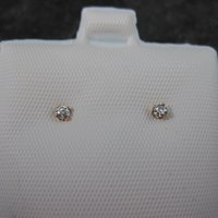 Tiny Vintage 2mm Cz Stud Earrings 14K Gold Filled New Old Stock