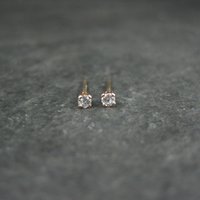 Tiny Vintage 2mm Cz Stud Earrings 14K Gold Filled New Old Stock