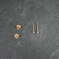 Tiny Vintage 2mm Cz Stud Earrings 14K Gold Filled New Old Stock