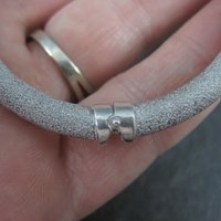 Textured Sterling Bangle Bracelet Italian Sterling Silver 7 Inches Estate Jewelry