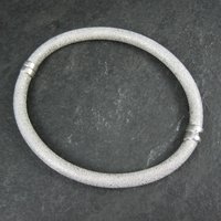 Textured Sterling Bangle Bracelet Italian Sterling Silver 7 Inches Estate Jewelry
