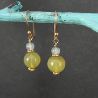 Yellow Quartz Dangle Earrings Gold Filled Earwires
