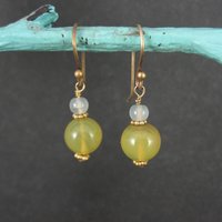Yellow Quartz Dangle Earrings Gold Filled Earwires