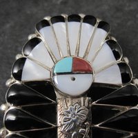 Southwestern Inlay Sunface Headdress Pendant Brooch