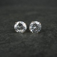 Vintage 8mm Cz Stud Earrings 14K Gold Filled New Old Stock