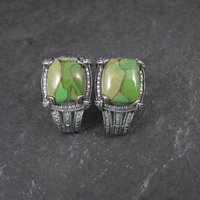 Green Mohave Turquoise Earrings Stainless Steel