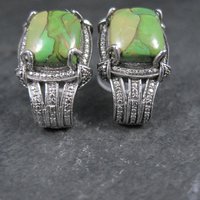 Green Mohave Turquoise Earrings Stainless Steel