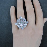 Pink Cz Cocktail Ring Size 7 Sterling Silver