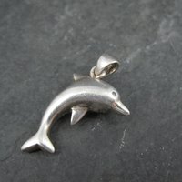 Vintage 3D Dolphin Pendant Sterling Silver