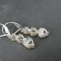 Sterling Silver Citrine Heart Earrings Lever Back by Chuck Clemency Estate Jewelry