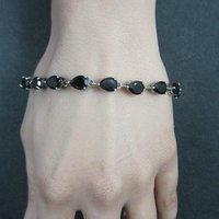 Faceted Pear Cut Black Tourmaline Bracelet Sterling Silver 8.25 Inches