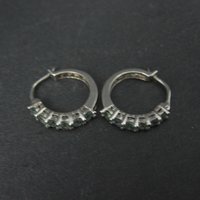 Sterling Silver Color Change Blue Green Sapphire Latch Hoop Earrings