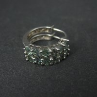 Sterling Silver Color Change Blue Green Sapphire Latch Hoop Earrings