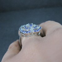 Purple Cubic Zirconia Flower Ring Size 6 Sterling Silver
