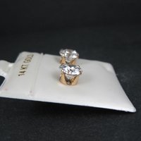 Vintage 8mm Cz Stud Earrings 14K Gold Filled New Old Stock