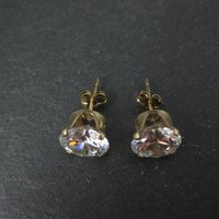 Vintage 8mm Cz Stud Earrings 14K Gold Filled New Old Stock