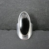Vintage Sterling Silver Onyx Ring Size 5 Modernist