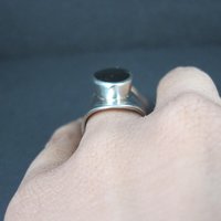 Vintage Sterling Silver Onyx Ring Size 5 Modernist