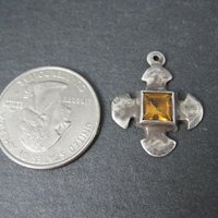 Vintage Sterling Silver Topaz Maltese Cross Charm