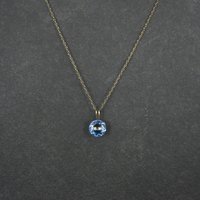 14K Blue Tourmaline Solitaire Pendant Necklace 2003 Vintage