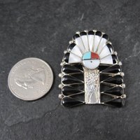Southwestern Inlay Sunface Headdress Pendant Brooch