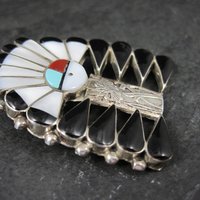Southwestern Inlay Sunface Headdress Pendant Brooch