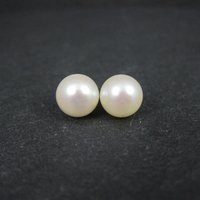 14K 8mm Cultured Akoya Pearl Stud Earrings New Old Stock