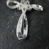 Simple Sterling Gemstone Cross Pendant Estate Silver