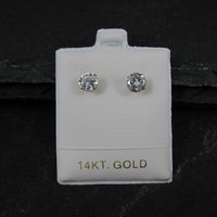 Vintage 6mm Cz Stud Earrings 14K Gold Filled New Old Stock