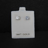 Vintage 6mm Cz Stud Earrings 14K Gold Filled New Old Stock