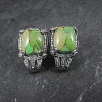 Green Mohave Turquoise Earrings Stainless Steel