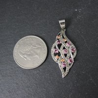 Estate Sterling Champagne Orange and Pink Cz Pendant