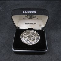 Vintage Black Hills Sterling Silver Brooch | Round Leaf Design Pin by Langers | South Dakota Jewelry Gift NOS