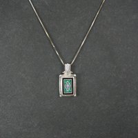 Sterling Silver Opal Malachite Inlay Pendant Necklace