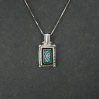 Sterling Silver Opal Malachite Inlay Pendant Necklace