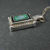 Sterling Silver Opal Malachite Inlay Pendant Necklace