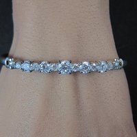 Sterling Silver Cubic Zirconia Bangle Bracelet 7 Inches