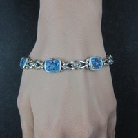 Sterling Silver Mosaic Opal Inlay Bracelet 7.25 Inches