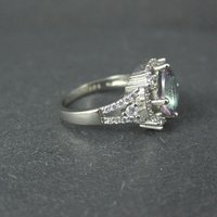 Estate Sterling Silver Mystic Topaz Cz Ring Size 7