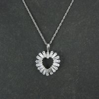 Sterling Silver Baguette Cz Heart Pendant Necklace Ross Simons