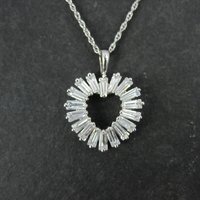 Sterling Silver Baguette Cz Heart Pendant Necklace Ross Simons