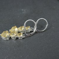 Sterling Silver Citrine Heart Earrings Lever Back by Chuck Clemency Estate Jewelry